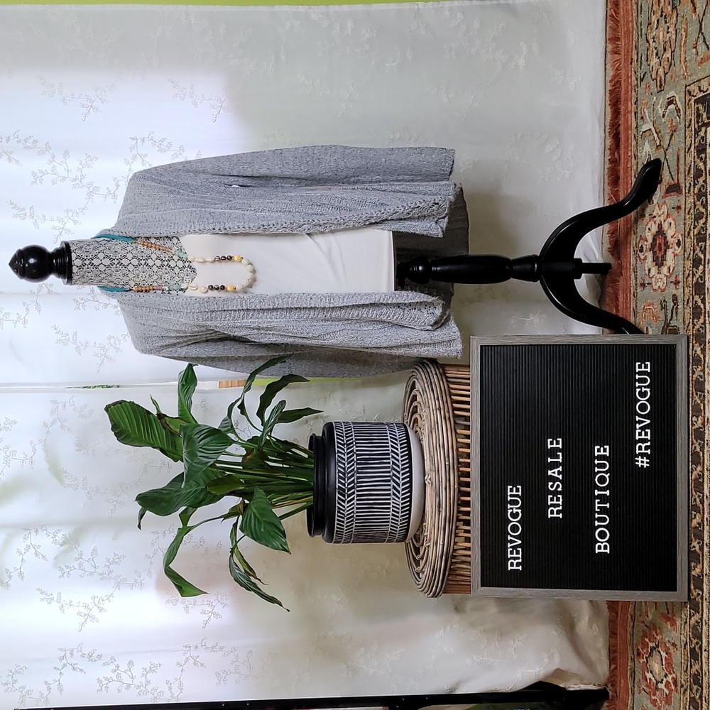 Oversized Grey Eyelet Cardigan